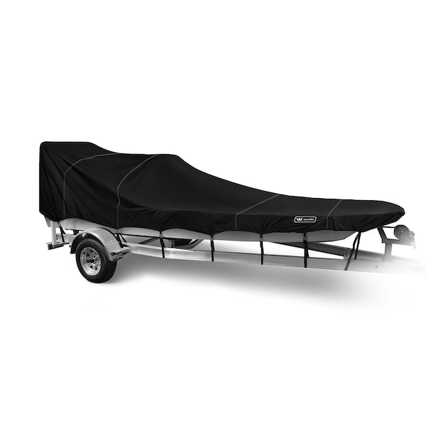 Eevelle Boat Cover V HULL FISHING Center Console, Poling Platform w/ Outboard 14ft 6in L 96in W Black SFVCCP1496B-BLK - main